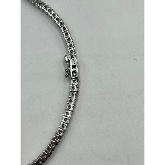 YGI Sterling Silver lolite/Tanzanite Emerald Cut Center Stone CZ Tennis Necklace - Picture 10 of 16